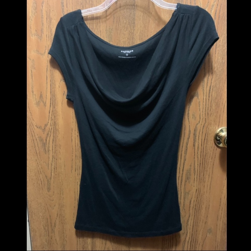 Express black short sleeve cowl neck shirt